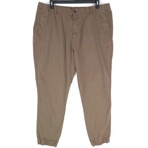 Bear Bottom Pants Joggers Mens 3XL Brown Chino Tapered Fit Elastic Waist Stretch